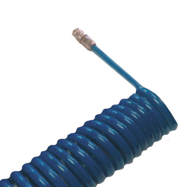 RECOIL PU AIR HOSE BLUE SINGLE ACTION FITTINGS 5.5 X 8MM 5MTR 